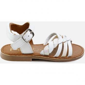 Zapatillas Abiertas Tuda Papanatas para Niña con Trenza en Blanco