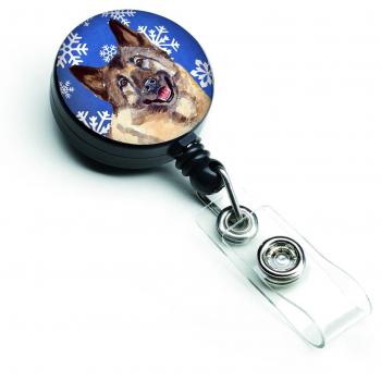 Caroline's Treasures Elkhound Winter Snowflakes Badge Reel