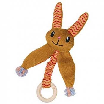 Peluche Coniglietto con Anello di Legno per Gatti