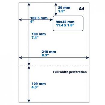 A4 Pakbon/Retouretiket, Adresetiket, 90mm x 45mm