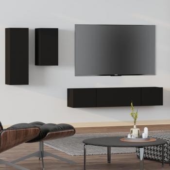 Meubles TV 4 pcs Noir Bois d'ingénierie