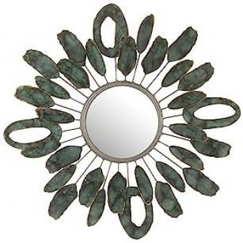 Décoration murale miroir rond design vert