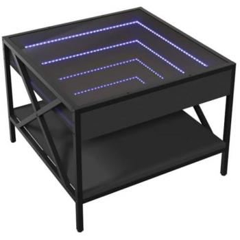 Black Infinity LED Coffee Table 50x50x38 cm vidaXL