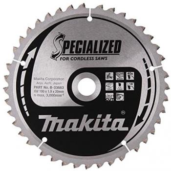 Makita 190mm 40T Cordless Circular Saw Blade (Wood Cutting) – 20mm Thickness