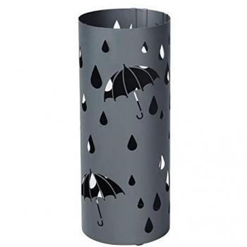 Songmics Porta Ombrelli Rotonda in Metallo – Grigio, 19,5 cm Diametro, 49 cm Altezza