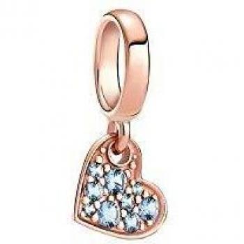 Pandora. Dia de la Madre. Charm Colgante en Rose Corazón Azul Claro en Pavé 789404C01