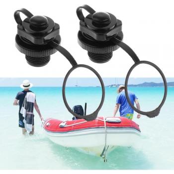 2Pcs Black One-Way Air Valve Nozzle for Inflatable Boat and Mattress