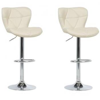 Set di 2 Sgabelli da Bar Girevoli in Similpelle Beige Regolabili in Altezza Valetta