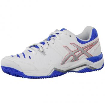 Asics Damen Tennisschuh Gel-Challenger 10 Clay E555Y Weiß/Silber/Polsterblau 37