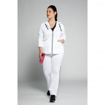 Felpa Retro Donna 56/58 Ulla Popken: Capuccio Bianco con Stile Colorato