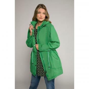 Parka estivo donna in verde con cuciture sportive, cappuccio staccabile, taglia 48/50, misto cotone-polietilene – Ulla Popken