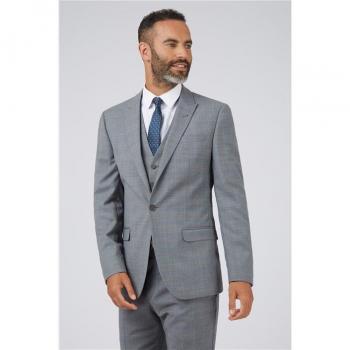 Racing Green Light Grey Blue Check Suit Jacket