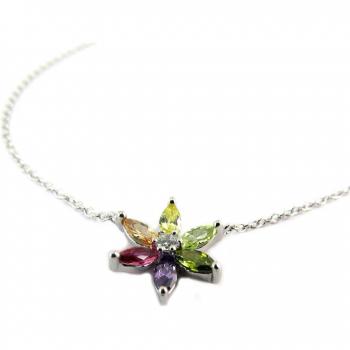 Collar Pluralidad Floral en Plata Rodiada