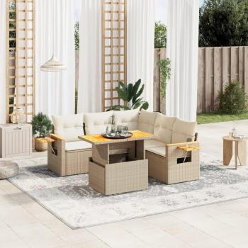 Juego Sofás Jardín Beige con Cojines 6 Pzas