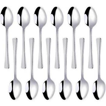 Meisha Everyday Parish Cutlery: 12‑Pack Silver Teaspoons