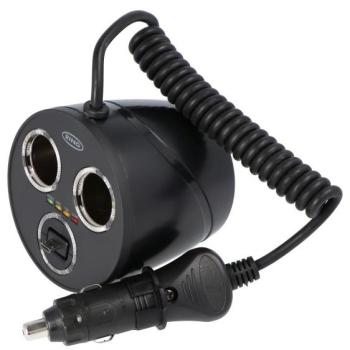 Câble 50 cm pour double prise allume-cigare avec prise USB mini