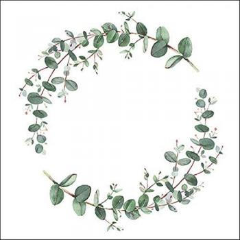 20 serviettes jetables en papier couronne eucalyptus 33 cm