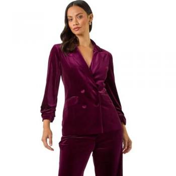 Double-Breasted Velvet Blazer in Burgundy – Women’s Edition