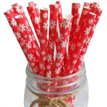 25pc Holiday Snowflake Drinking Straws