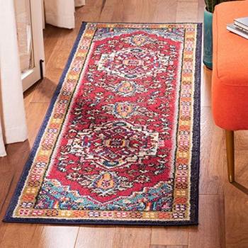 Red and Turquoise Monaco Border Rug