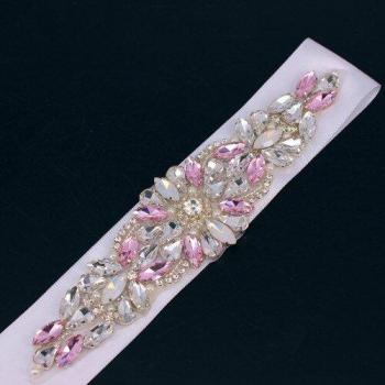 Blue Pearl Rhinestone Accent Waist Belt for Bridal Dresses