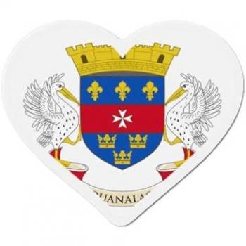 Saint Barthélemy Flag Heart Magnet Collection – 50 Pieces, 8 cm, Multi‑Color – Synthetic Resin – Mixed