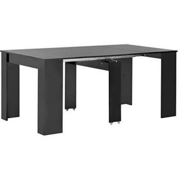 Table de Repas Extensible Noir Brillant 175x90x75 cm