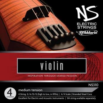 NS310 D'Addario Electric Violin Strings – 4/4 Medium Tone