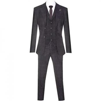 Maßgeschneiderter schwarzer Tweed-Anzug für Herren