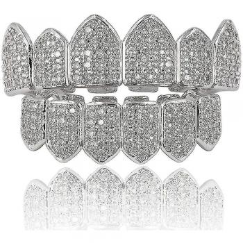 Grillz Dorados 18K Ctmw Iced-Out con Accesorios de Moldeo