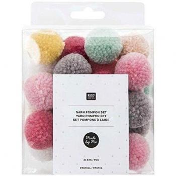 Pompons ronds pastel 3 cm 24 unités