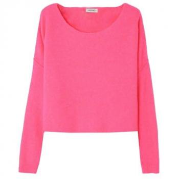 Manteau en tricot doux American Vintage Rose, coupe loose, tailles XS-S