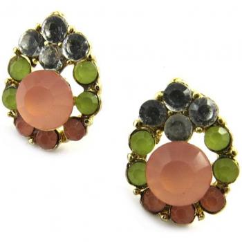 Pendientes Lirio Trébol M8152 – Sissi Verde Naranja Rosa Brillante