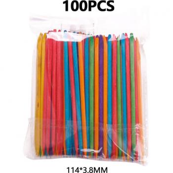 Bâtons en bois pour enlever strass et cuticules, 100 pcs
