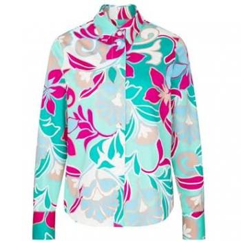 Langarmbluse in Satin mit Blumenmuster