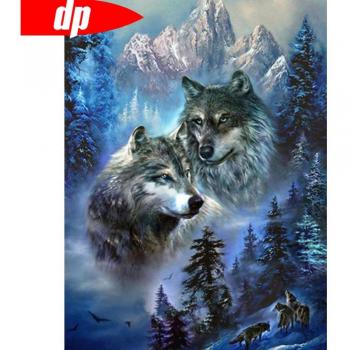 Wolf 5‑Dimensional Rhinestone Painting Kit – 20 × 30 cm