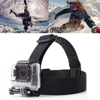 Harnais de tête réglable pour GoPro HD Hero 1/2/3/4/5/6/7 et SJCAM, élastique noir