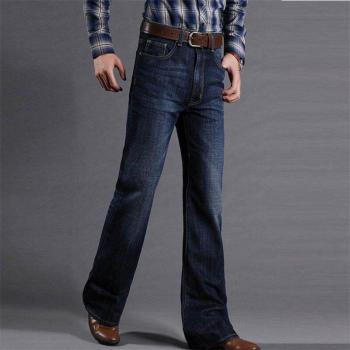 Loose Fit Plus Size Men's High-Waisted Flared Jeans