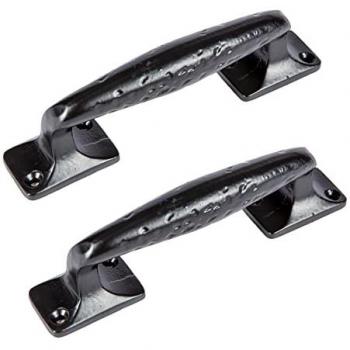 Hammer‑Tongs Pair: Forged Barn Door Handle – 150 mm, Black – Pack of 2