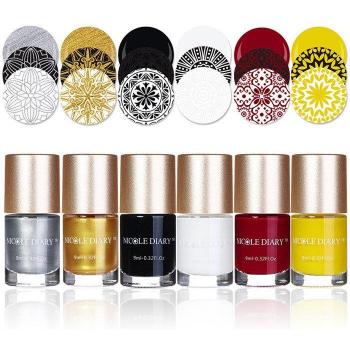 Kit de stamping pour vernis à ongles NICOLE avec 6 bouteilles