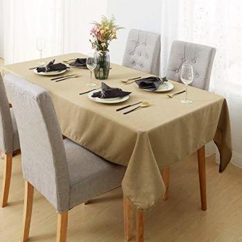 Deconovo Taupe‑Tischdecke 130 × 160 cm, Lotus‑Wasserresistenz