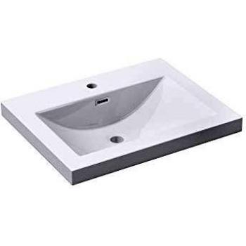 Gussmarmor Waschbecken Colossum01, 60x48x13 cm, Einbauwaschbecken, Weiß