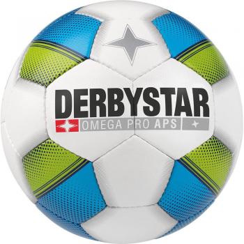 Fairtrade‑Zertifizierter Derbystar Omega Pro APS Ball – Weiß/Blau/grün