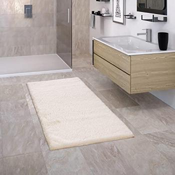 Tappeto Bagno Morbido Lavabile 80x150 cm, Crema