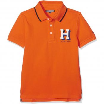 Polo para Niñas Tommy Hilfiger Ame Badge S/S, Naranja (Firecracker 600)