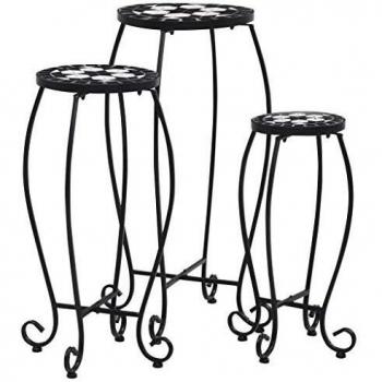 Tables mosaïque 3 pièces noir et blanc Céramique