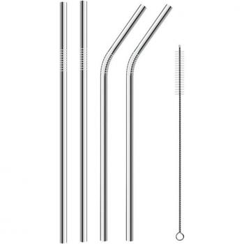 Pajita Metal Reusable 304 – Set de 4 con Cepillo Limpiador para Casa