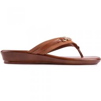 Brown Toe‑Post Lotus Sandals – Women's, Tan Nylon – UK 4