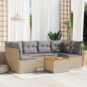 Sofá de Jardim 7 Peças com Almofadas em Vime PE