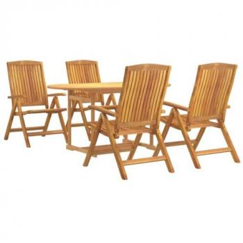 Meubles de jardin en bois massif de teck – table + chaises (5 pièces)